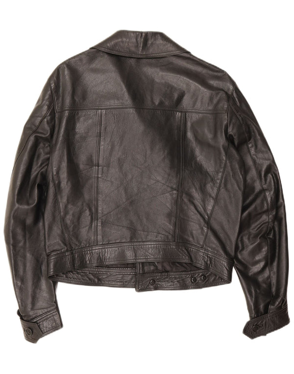 Berrino Veste de motard en cuir court pour homme IT 48 Noir moyen