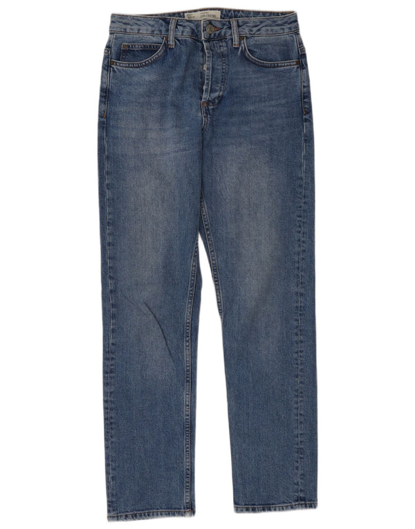 Topshop Jean Girlfriend Taille Haute Femme W26 L29 Bleu Coton