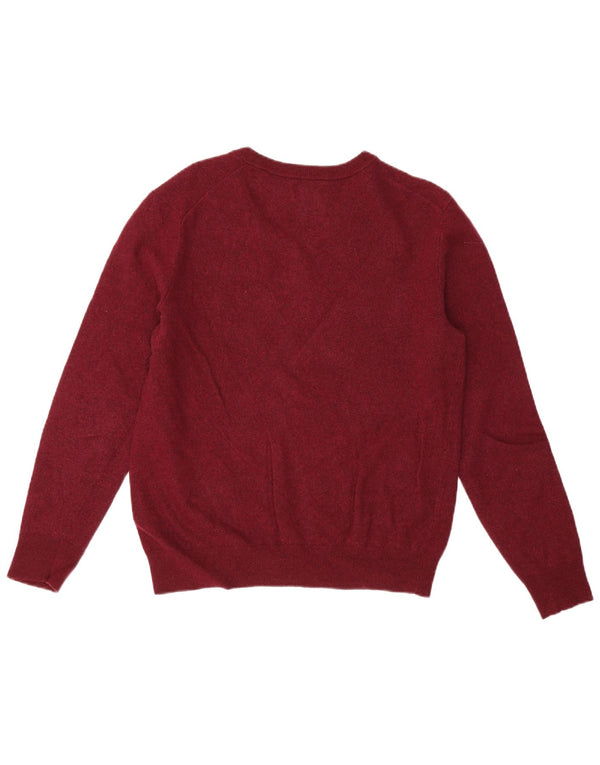 Gant Pull col en V pour femme UK 14 Large en laine d'agneau bordeaux
