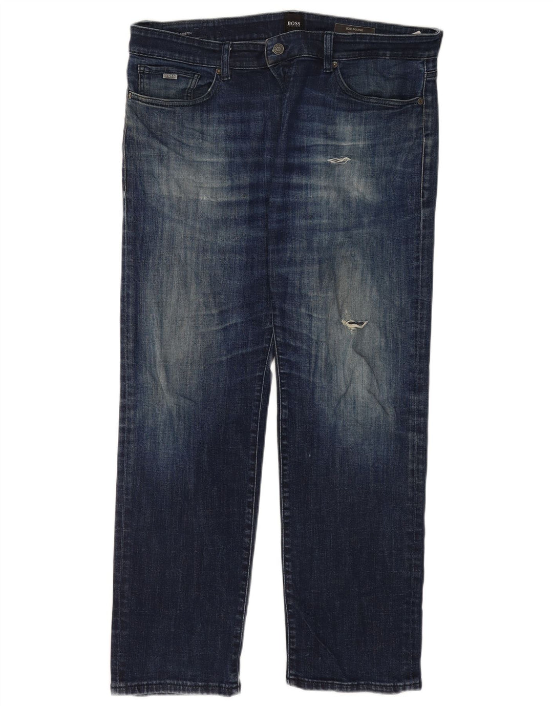 Hugo Boss Femme Jean droit régulier W36 L32 Bleu Coton