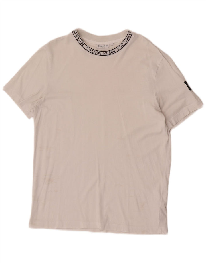 Calvin Klein T-Shirt Graphique Homme Blanc Moyen Coton