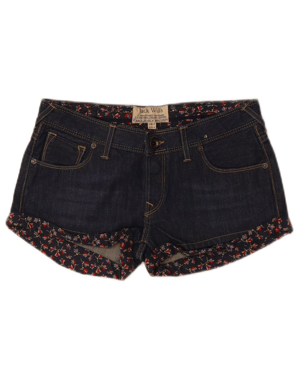 JACK WILLS Short en jean pour femme UK 8 Small W28 Bleu marine Floral