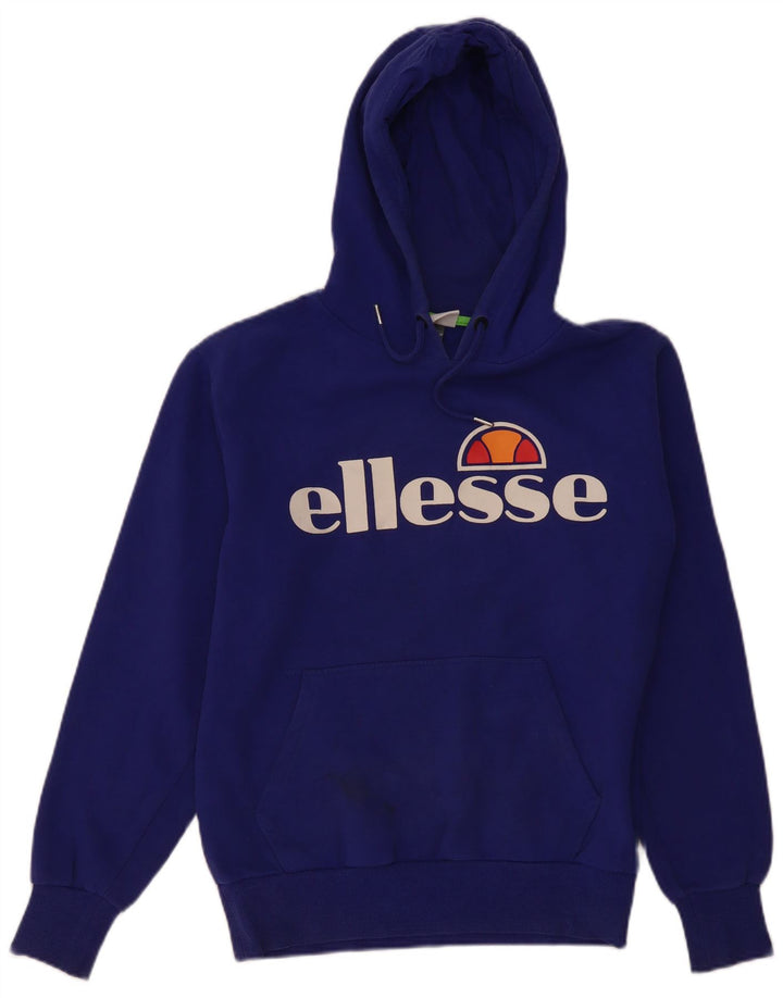 ELLESSE Mens Graphic Hoodie Jumper Medium Blue Cotton