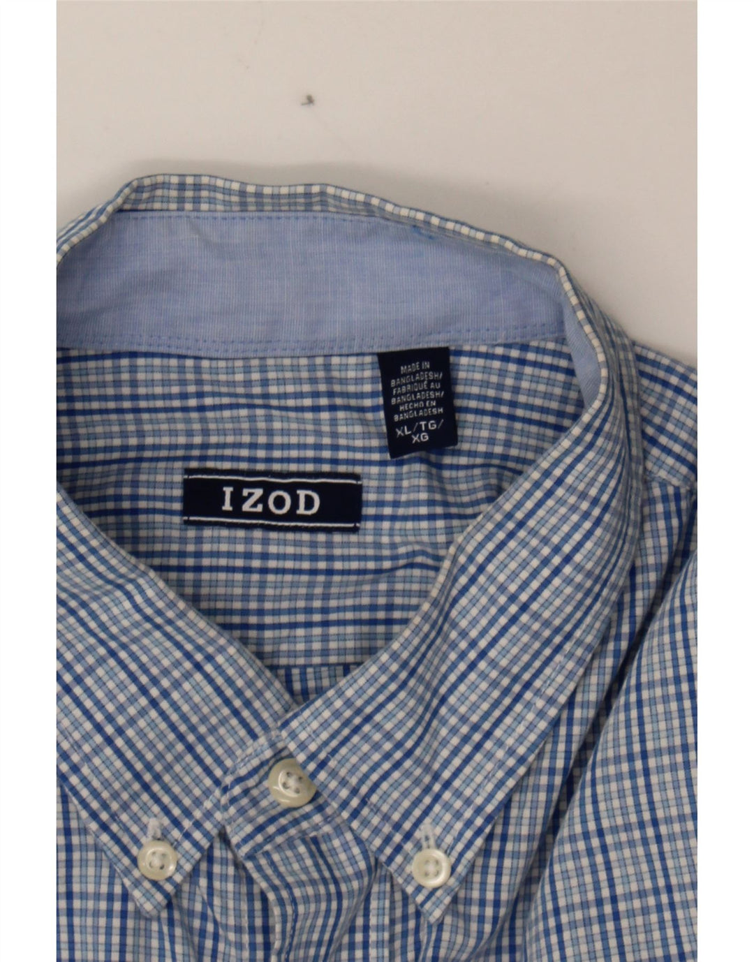 IZOD Mens Big & Tall Shirt XL Blue Check Cotton Vintage Izod and Second-Hand Izod from Messina Hembry 