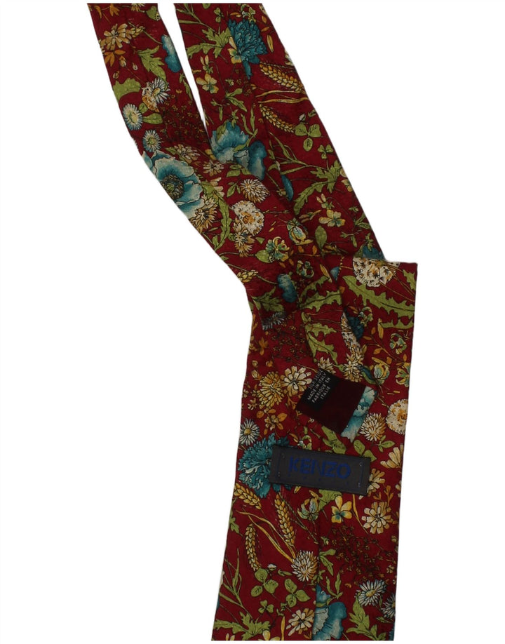 Kenzo Cravate pour homme Taille unique en soie florale bordeaux