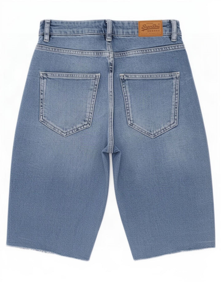 Superdry Short En Jean W28 Femme Bleu Moyen Coton