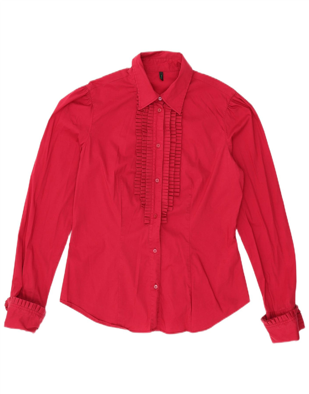 BENETTON Chemisier Femme UK 16 Large Rouge Coton