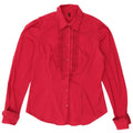 BENETTON Chemisier Femme UK 16 Large Rouge Coton