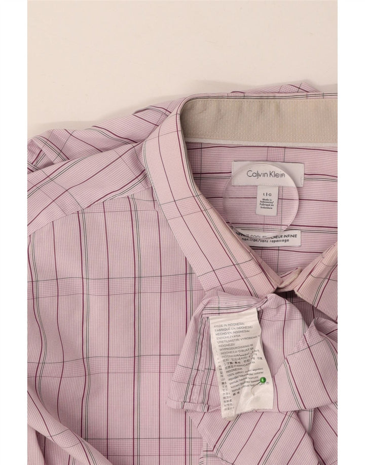 CALVIN KLEIN Chemise Homme Grand Carreau Rose Coton