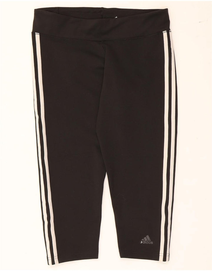 ADIDAS Femmes Climalite Capri Leggings UK 12/14 Moyen Noir Polyester