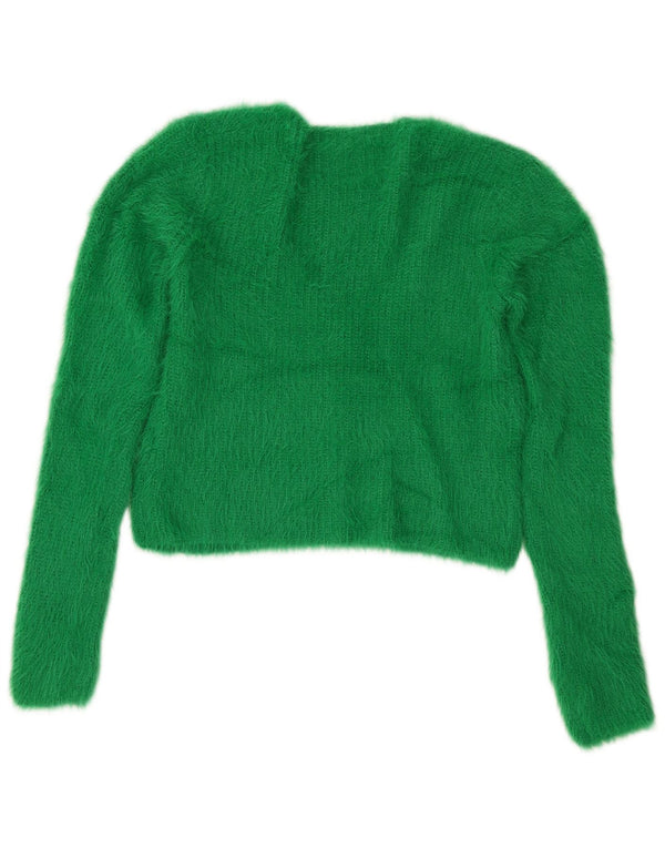 Zara Womens Crop Cardigan Sweater UK 12 Nylon vert moyen