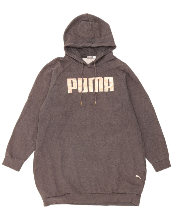 Puma Pull à capuche Longline Graphic pour femme UK 14 Gris moyen Coton