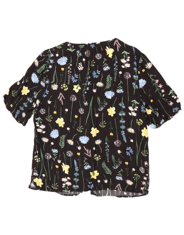 Joules Chemisier à manches courtes pour femme UK 42 Medium Noir Floral Viscose