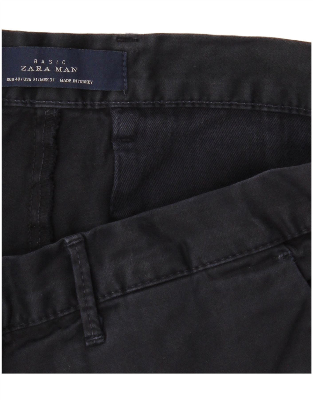 ZARA Pantalon Chino Slim Homme EU 40 Medium W31 L32 Bleu Marine