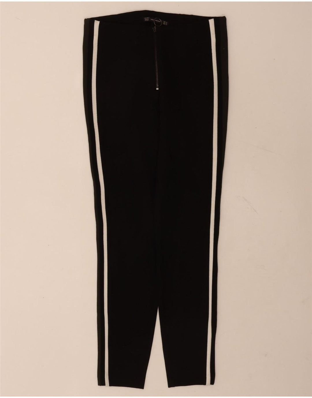 Zara Pantalon de survêtement pour femme UK 12 Medium Noir Colourblock Viscose