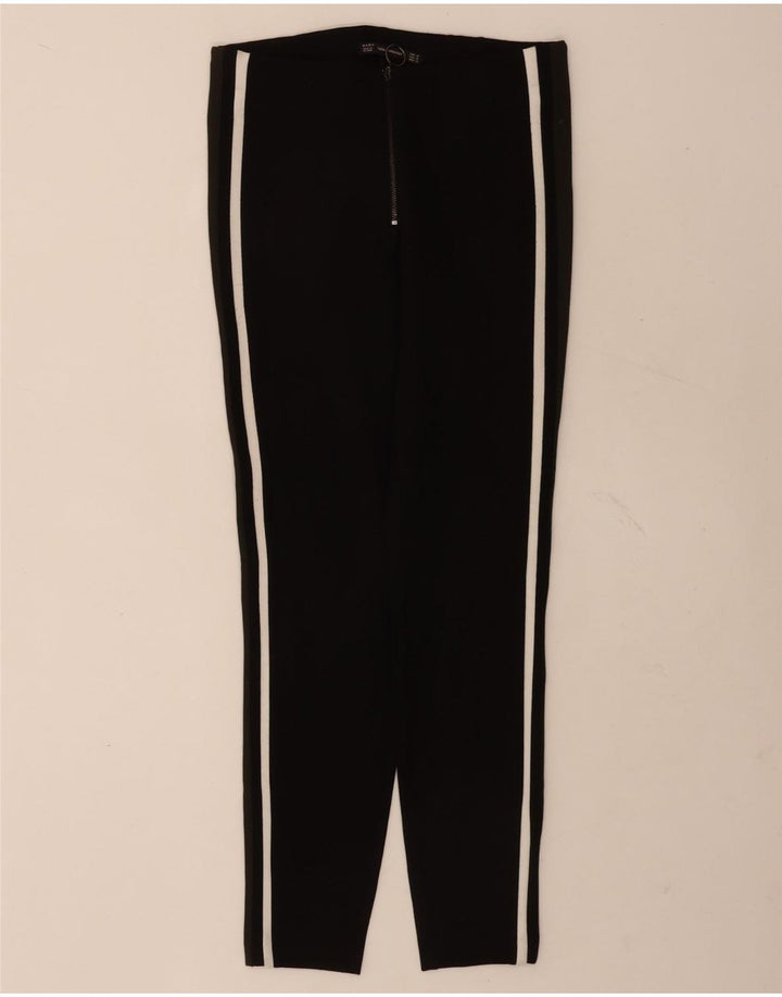 Zara Pantalon de survêtement pour femme UK 12 Medium Noir Colourblock Viscose