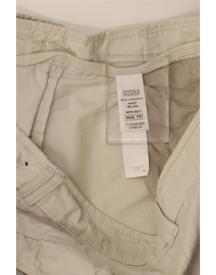 MARKS & SPENCER Bermuda Cargo Homme W34 Grand Coton Beige