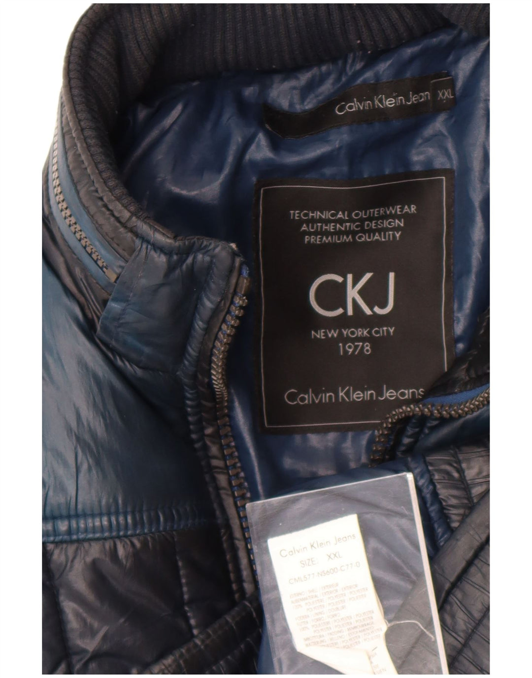 Calvin Klein Jeans Veste matelassée pour homme UK 44 2XL Bleu marine Colourblock