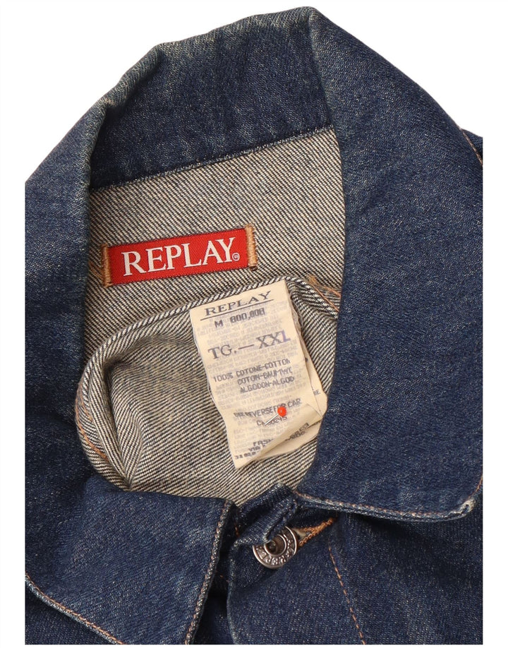 Replay Veste en Jean Homme UK 44 2XL Bleu Marine Coton