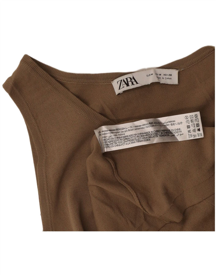 ZARA Womens Sleeveless Maxi Dress UK 12 Medium Brown Viscose