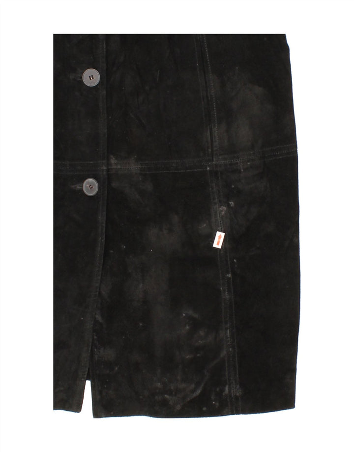 ZARRO Womens Suede Overcoat IT 44 Medium Black Leather Vintage Zarro and Second-Hand Zarro from Messina Hembry 