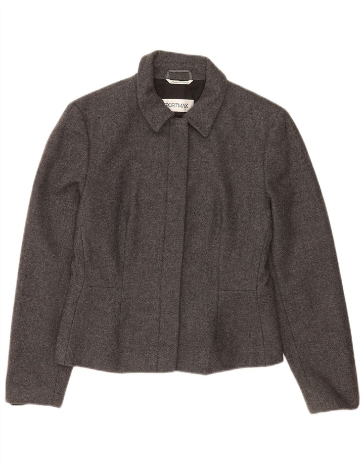 Sportmax Veste Blazer Femme UK 12 Gris Moyen Laine Classique