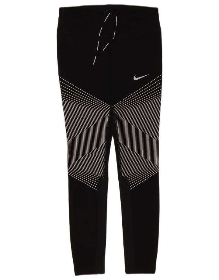 NIKE Legging Dri Fit pour femme UK 10 Petit polyester à fines rayures noires