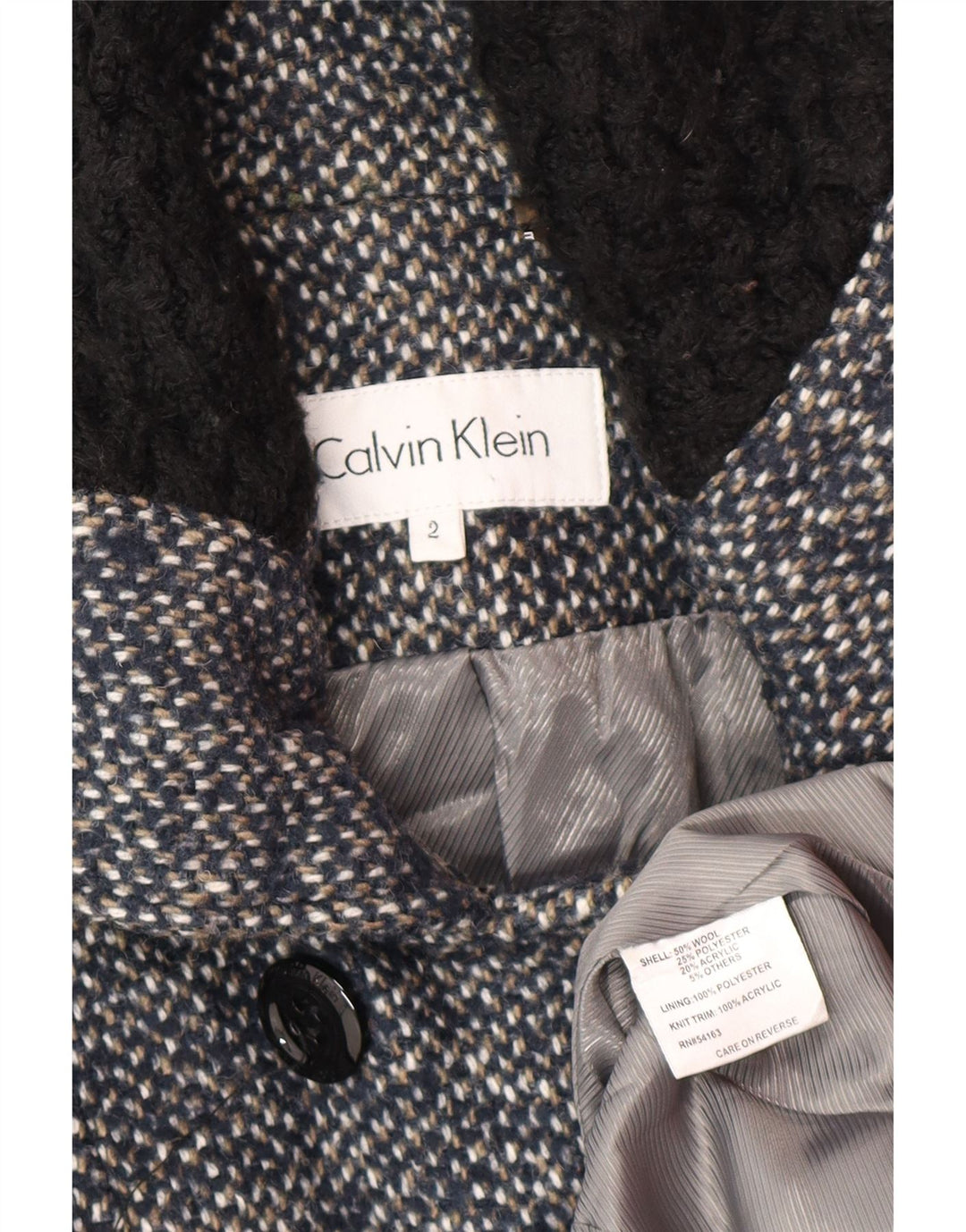 Calvin Klein Trench Femme US 2 XS Bleu Marine Laine