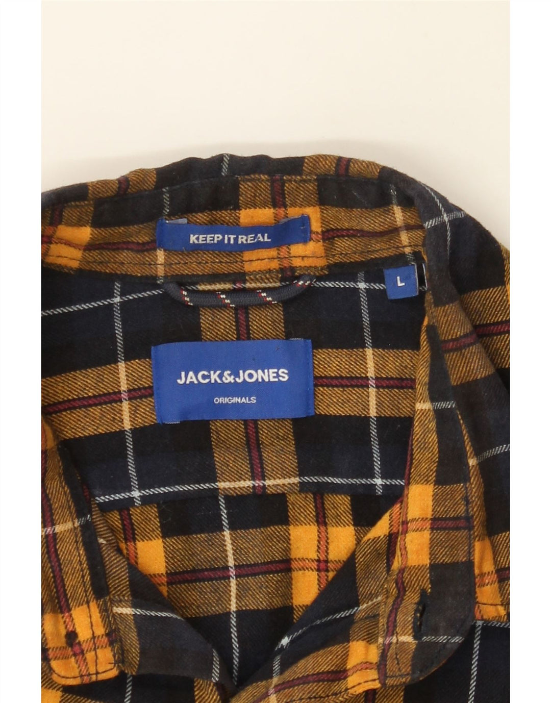 JACK & JONES Mens Flannel Shirt Large Yellow Check Cotton Vintage Jack & Jones and Second-Hand Jack & Jones from Messina Hembry 