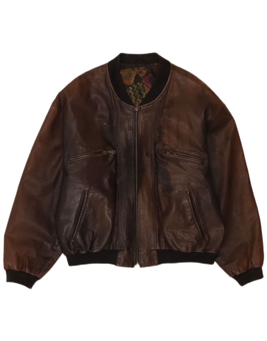 Veste en cuir homme VINTAGE IT 50 grand cuir marron