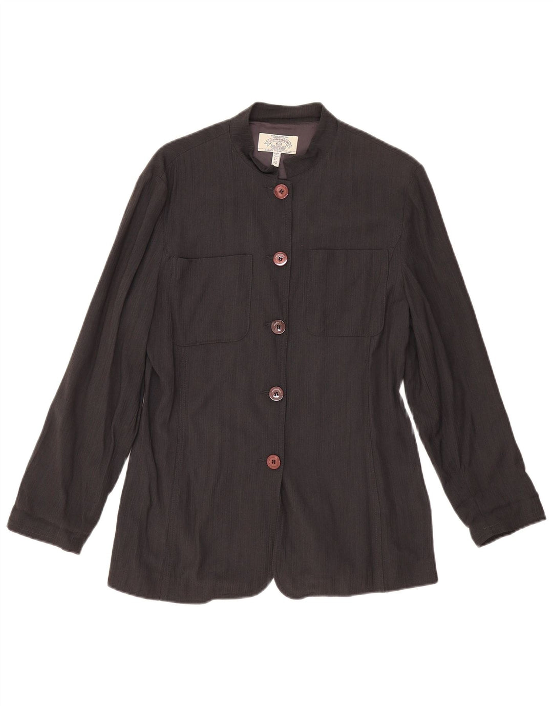 ARMANI JEANS Veste Blazer 5 Boutons Femme UK 14 Large Noir Viscose