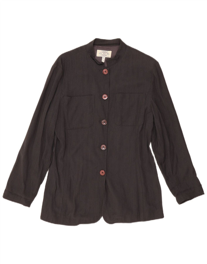 ARMANI JEANS Veste Blazer 5 Boutons Femme UK 14 Large Noir Viscose