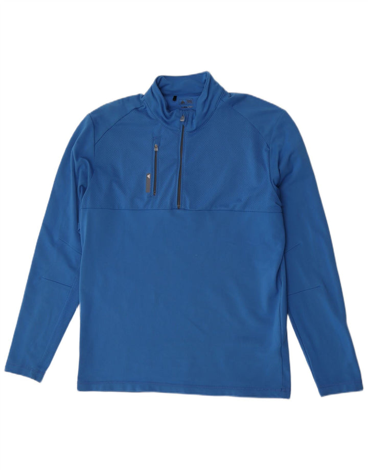 Adidas Homme Climalite Zip Neck Pull Survêtement Haut Bleu Moyen Polyester