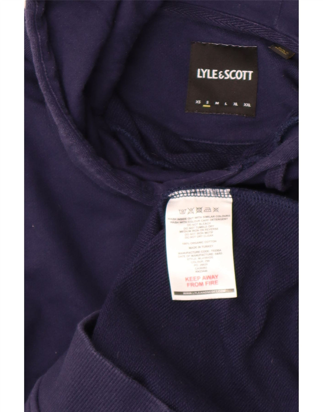 Lyle & Scott Pull à capuche pour homme en coton bleu marine Small