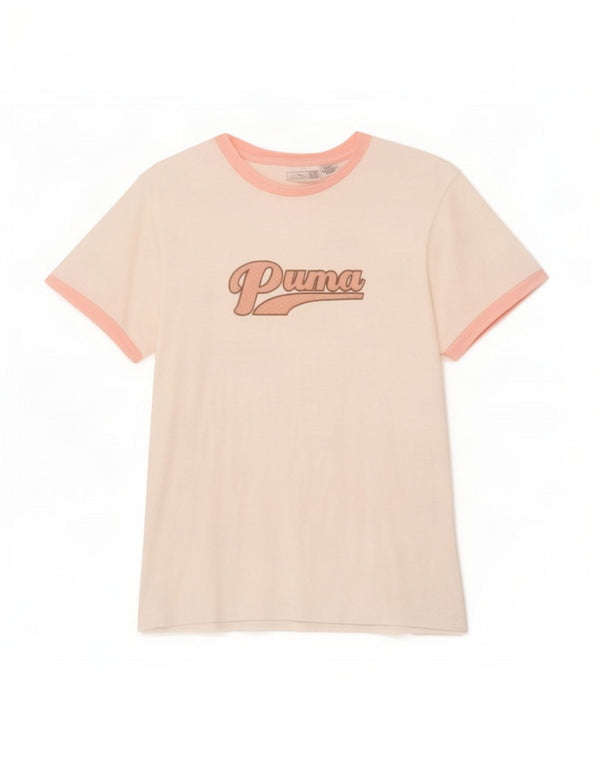 Puma T-shirt graphique pour femme UK 14 Blanc moyen