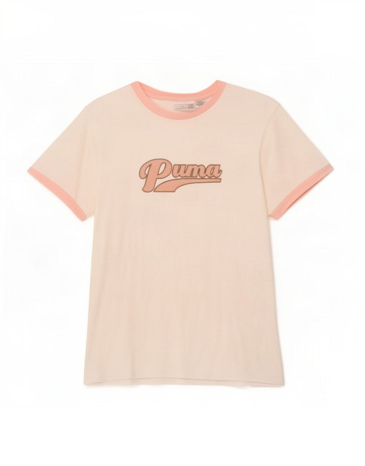 Puma T-shirt graphique pour femme UK 14 Blanc moyen