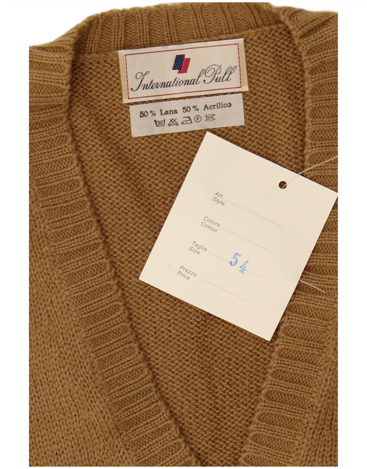 vintage Mens Vest Débardeur IT 54 XL Beige Laine