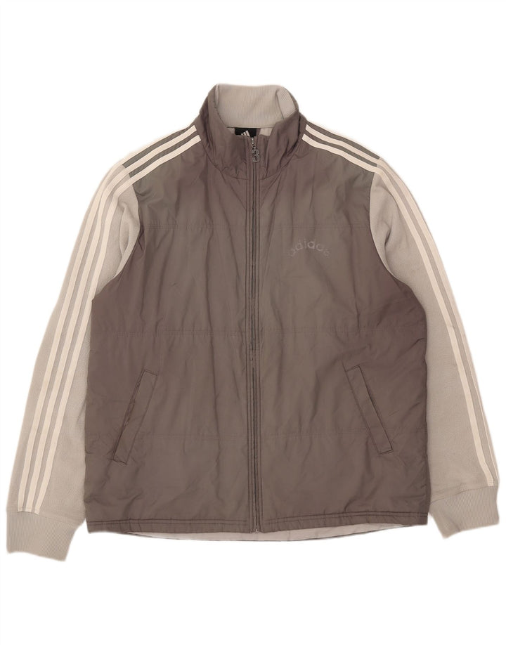 Adidas Veste rembourrée pour homme UK 40 Large Gris Colorblock Polyester