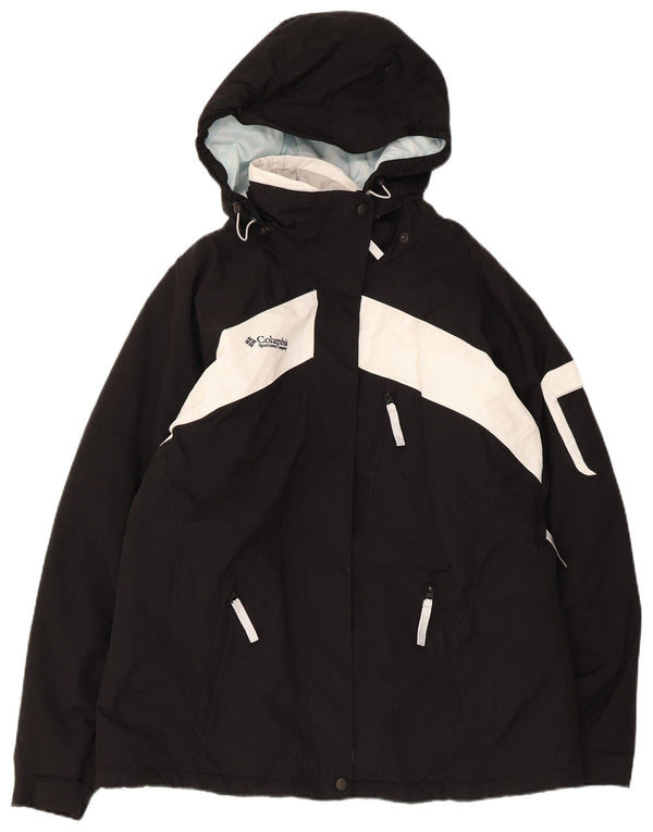 Columbia Veste de ski à capuche pour femme UK 18 XL Noir Colorblock Nylon
