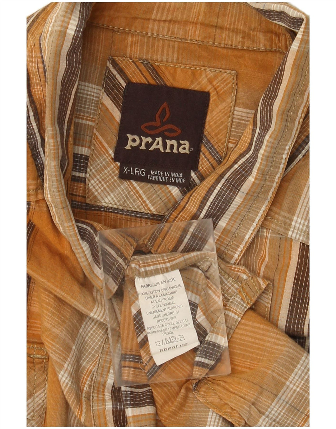 Prana Chemise Homme XL Jaune Carreaux Coton