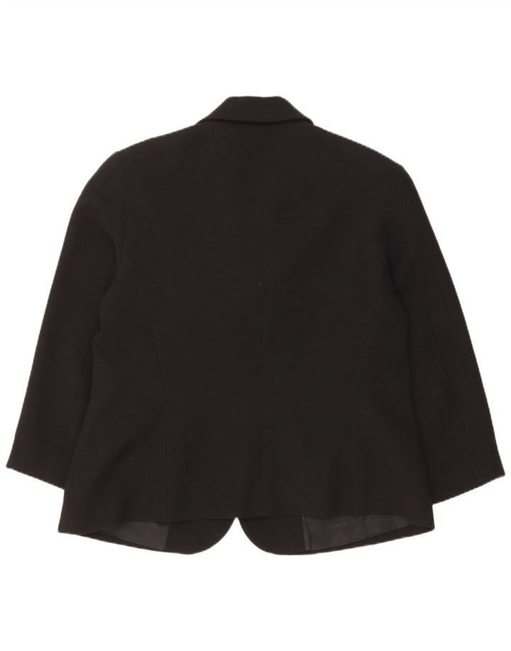 Luisa Spagnoli Veste Blazer 3 Boutons Femme UK 14 Laine Noir Moyen