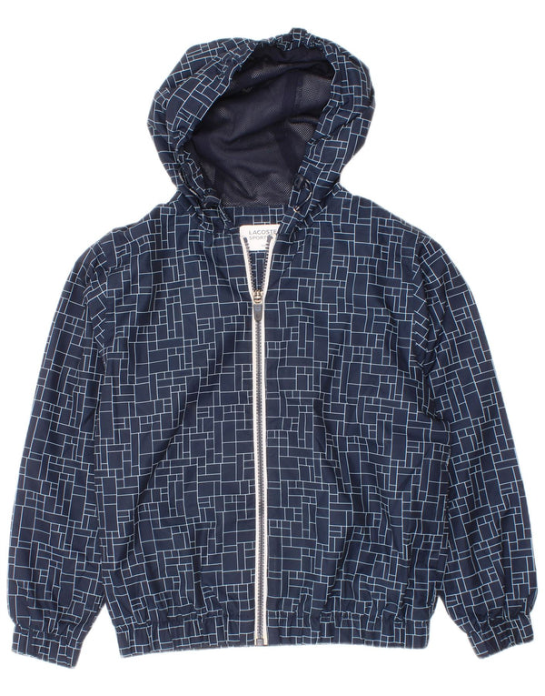 Lacoste Veste de pluie à capuche garçon 7-8 ans Bleu Géométrique Polyester