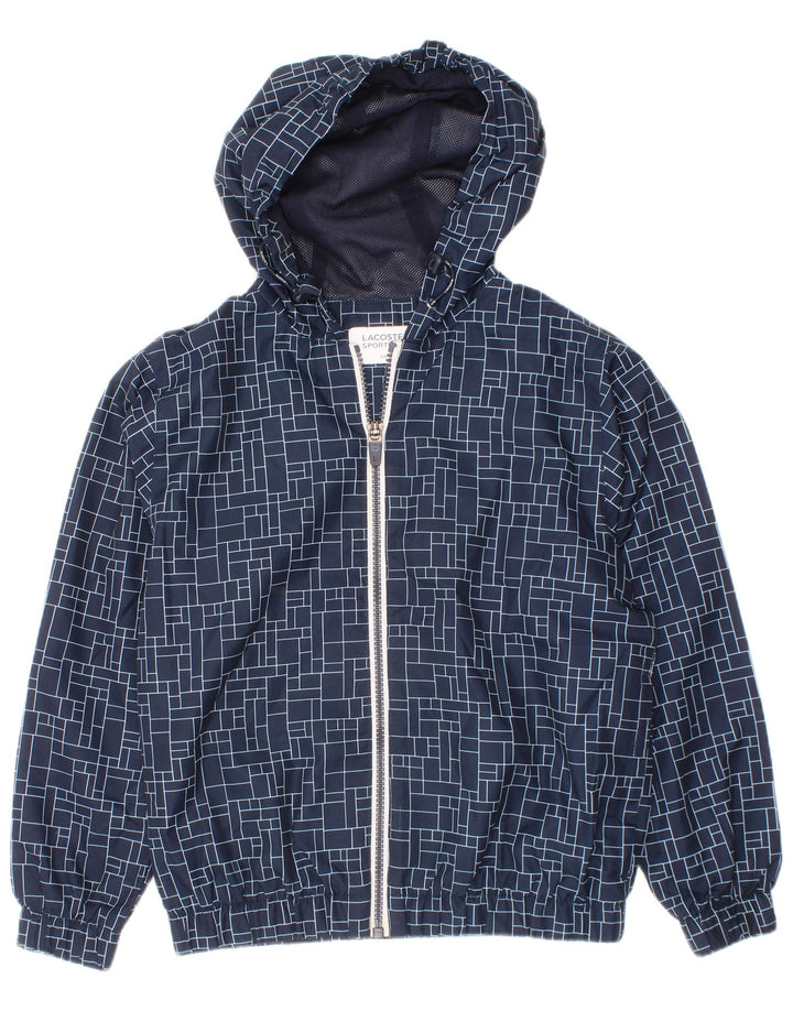 Lacoste Veste de pluie à capuche garçon 7-8 ans Bleu Géométrique Polyester