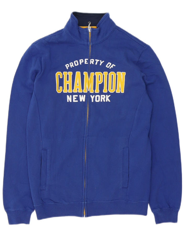 Champion Veste de Survêtement Graphique Garçon 13-14 Ans XL Bleu Coton