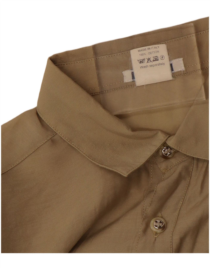 vintage Mens Manches Courtes Pull Chemise Grand Coton Beige