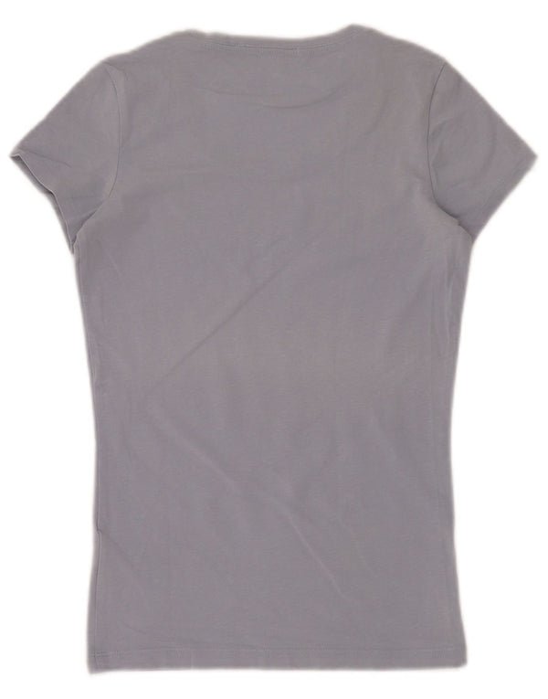 Guess T-Shirt Graphique Femme UK 6 XS Bleu Coton
