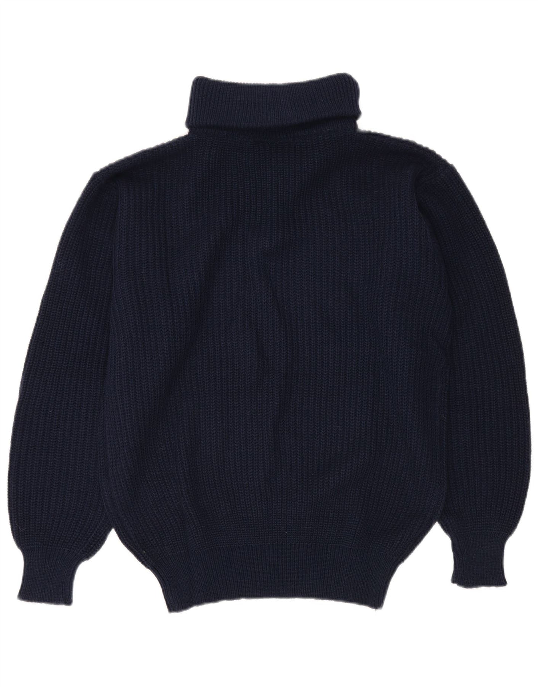 vintage Mens Zip Neck Jumper Sweater IT 52 Grand Bleu Marine Polyacrylique