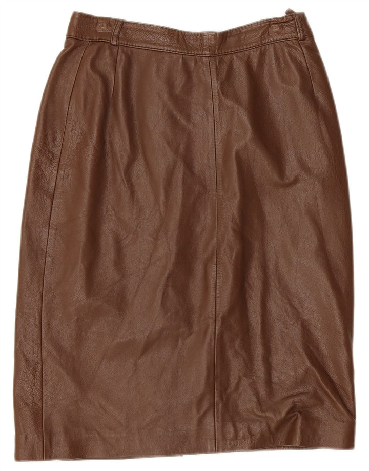 jupe en cuir femme vintage W26 petit cuir marron