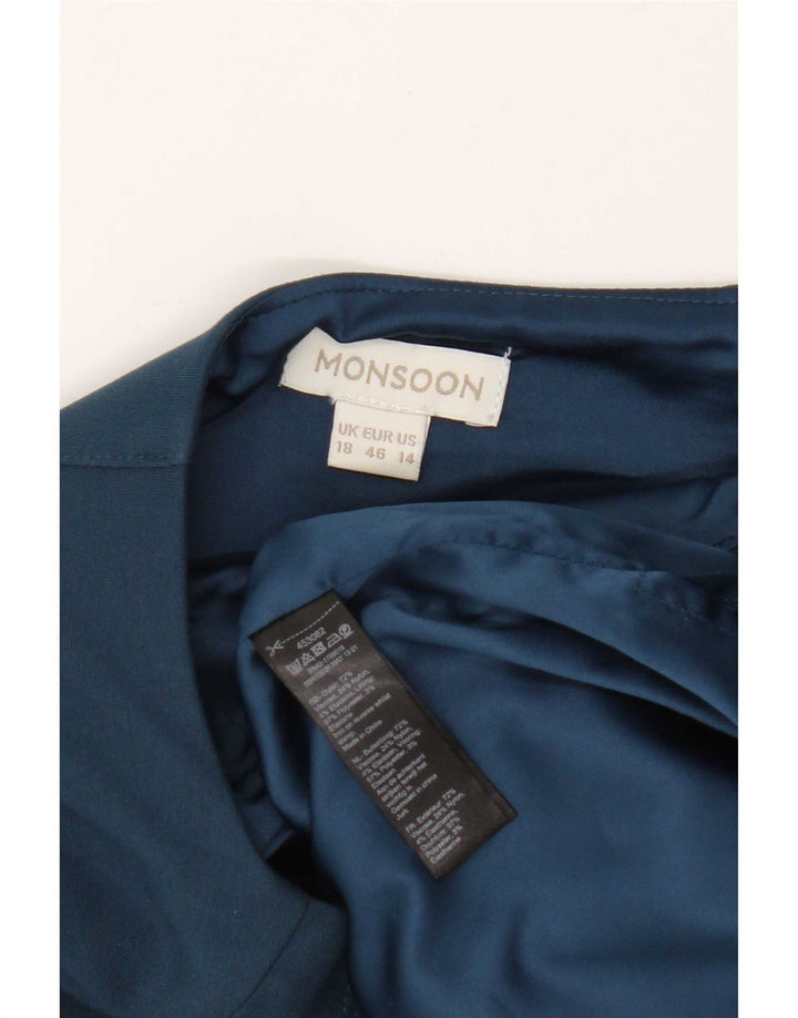 Monsoon Robe fourreau pour femme UK 18 XL Bleu Viscose