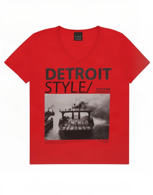 Zara Homme Graphic T-Shirt Top Rouge Moyen